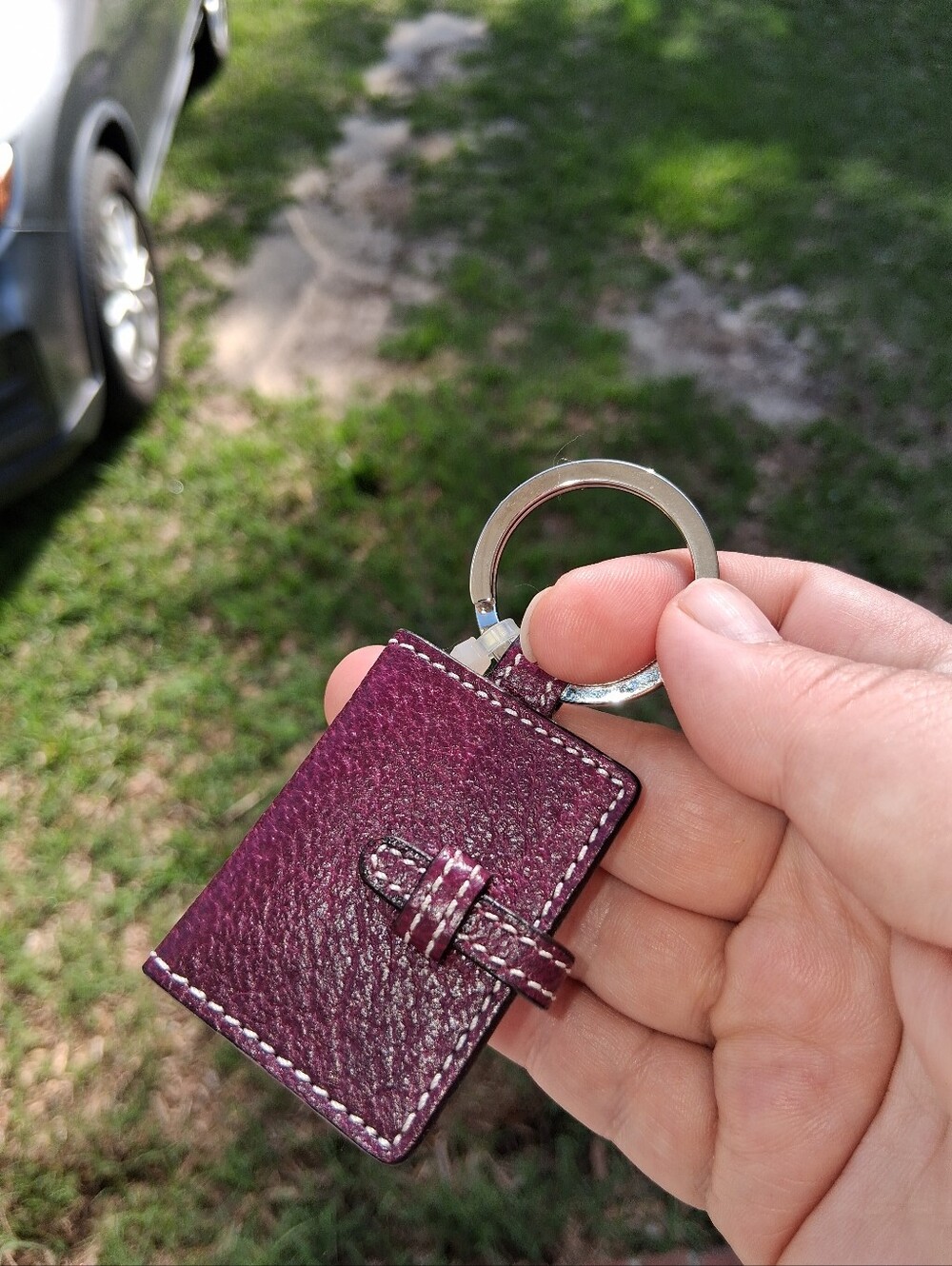 Vintage Coach Leather Mini Photobook Keychain in Deep Maroon